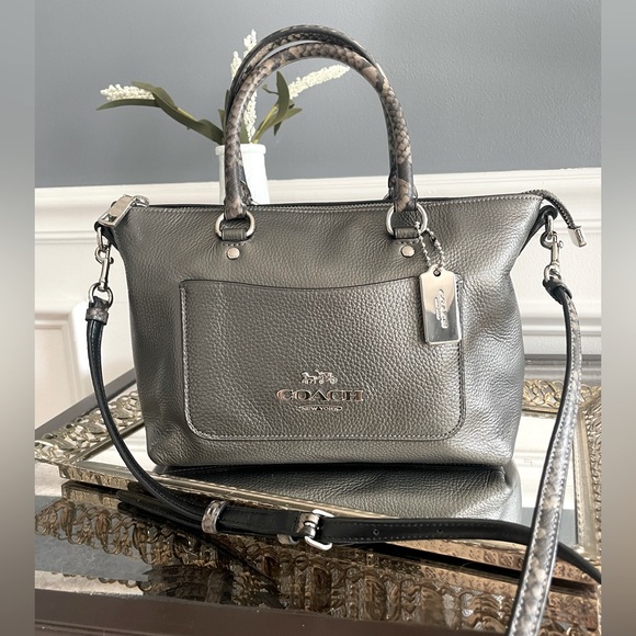 Coach Mini Emma Metallic Leather Satchel - Picture 1 of 11